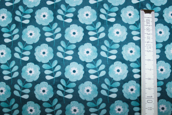 Baumwolle Emilie  Blumen petrol (10 cm)